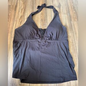 Lands' End Black Halter Grecian Swim Top